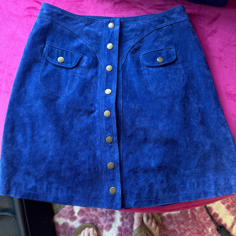Anthropologie Suede Velvet Skirt - Size 8 - Deep Purple